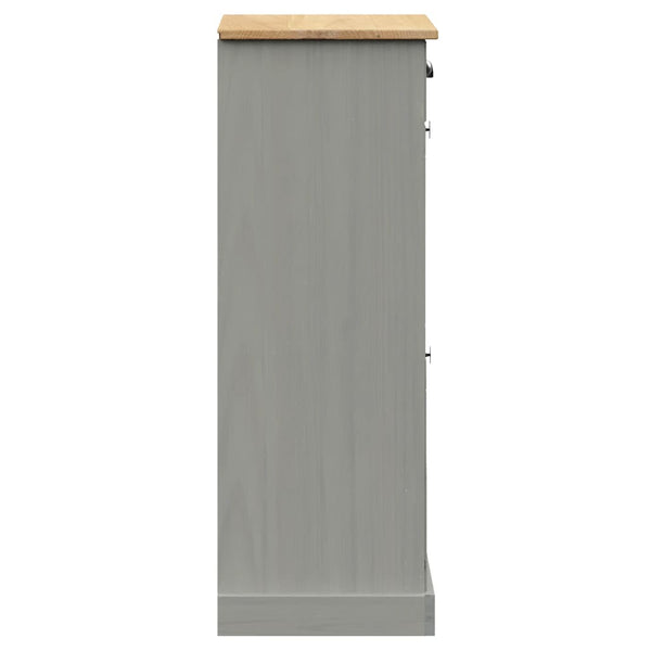 Grauer Schuhschrank Kiefer Massivholz 60 cm
