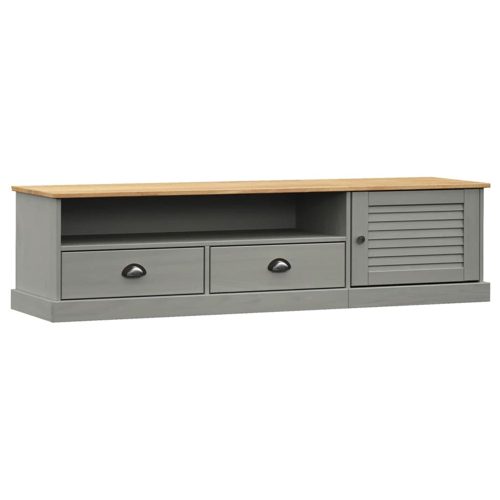TV-Schrank Grau Kiefer Massivholz 156cm
