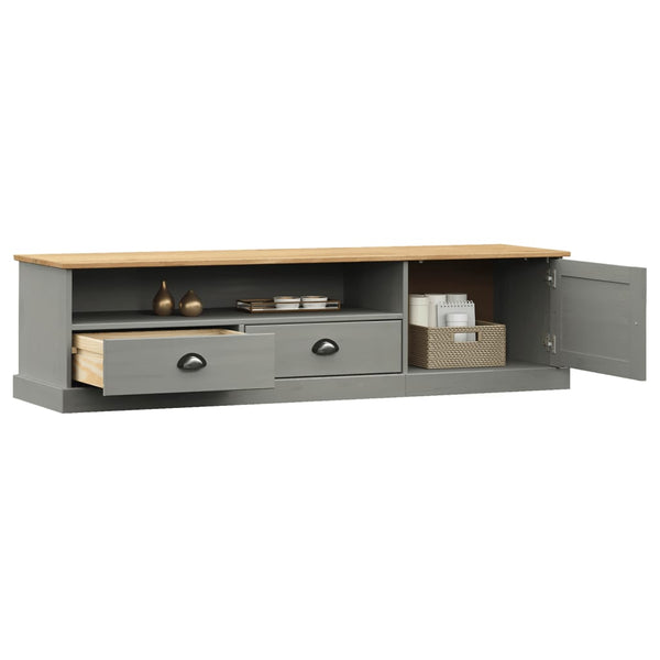 TV-Schrank Grau Kiefer Massivholz 156cm