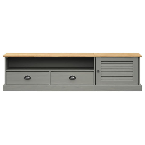 TV-Schrank Grau Kiefer Massivholz 156cm