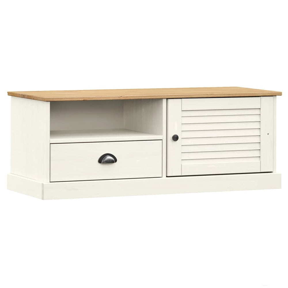 TV-Schrank Weiß Kiefer Massivholz 106 cm