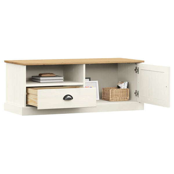TV-Schrank Weiß Kiefer Massivholz 106 cm