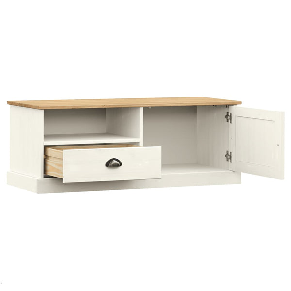 TV-Schrank Weiß Kiefer Massivholz 106 cm