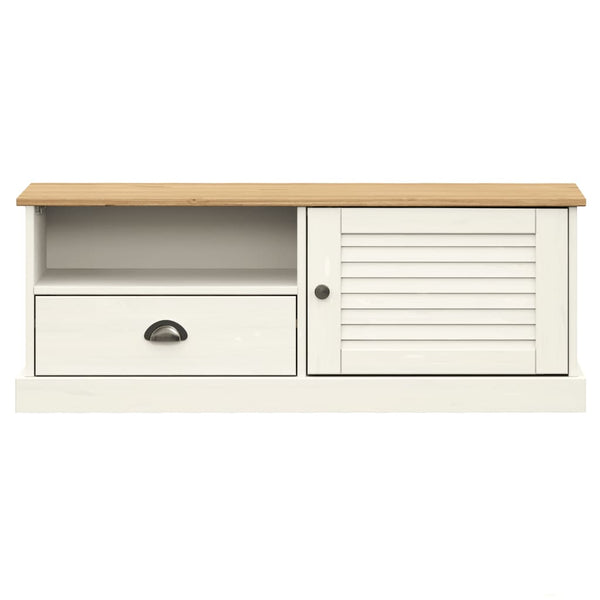 TV-Schrank Weiß Kiefer Massivholz 106 cm