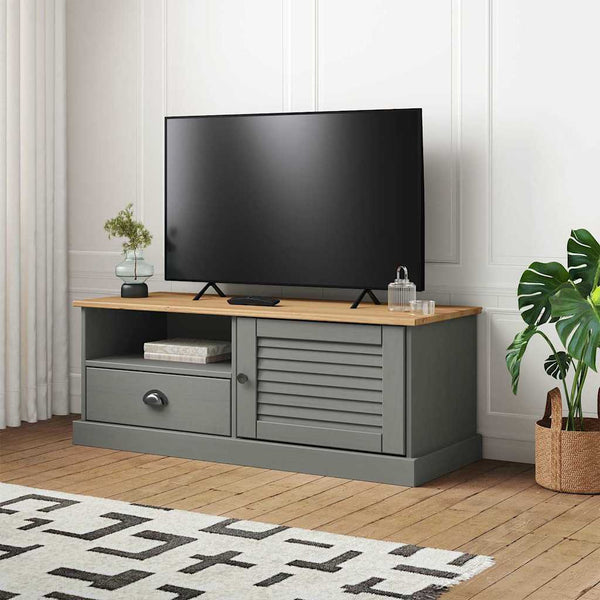Grauer TV-Schrank aus Kiefernholz 106 cm
