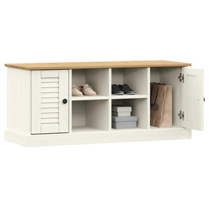 Weiße Schuhbank Kiefer Massivholz 106 cm