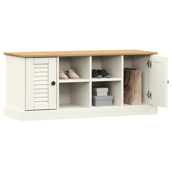 Weiße Schuhbank Kiefer Massivholz 106 cm