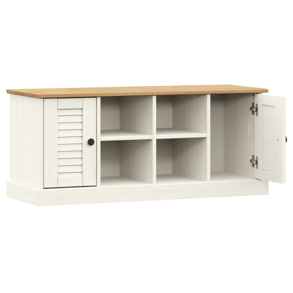 Weiße Schuhbank Kiefer Massivholz 106 cm