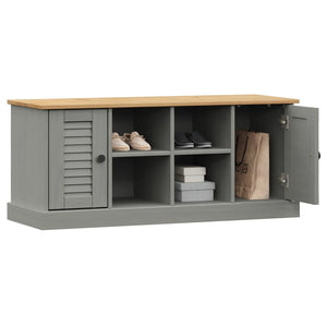 Schuhbank VIGO Grau Kiefer Massivholz 106cm