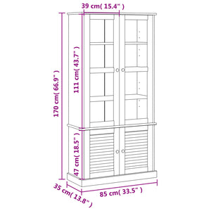 Weiße Holzvitrine VIGO Kiefer Massiv 85x170 cm