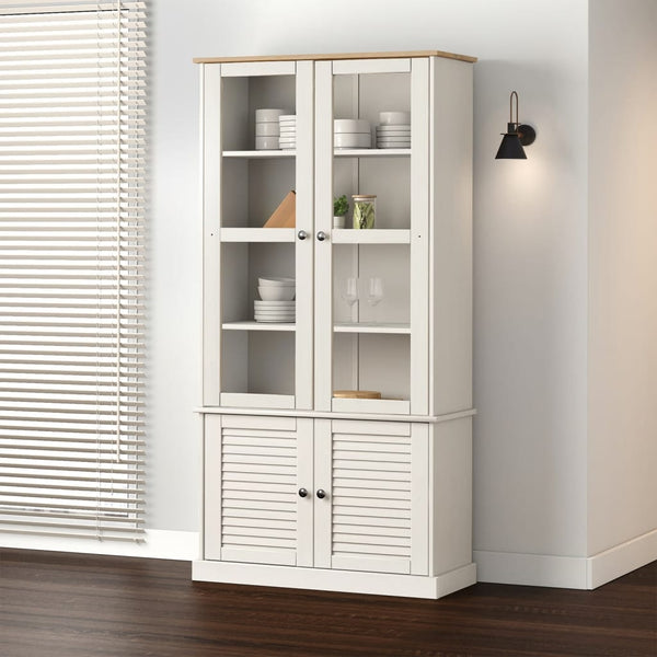 Weiße Holzvitrine VIGO Kiefer Massiv 85x170 cm