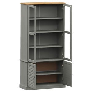 Graue Massivholz Vitrine 85x170 cm