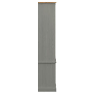 Graue Massivholz Vitrine 85x170 cm