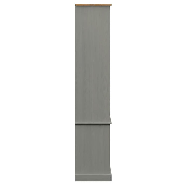 Graue Massivholz Vitrine 85x170 cm