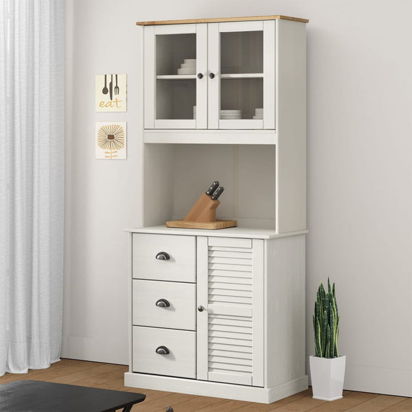 VIGO Sideboard Aufsatz Weiß Kiefer Massivholz 78x100 cm