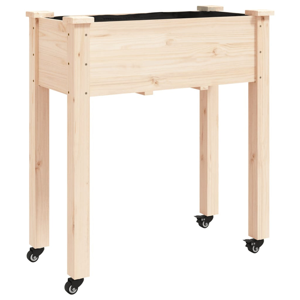 vidaXL Jardinière avec insert et roulettes 71x37x80 cm Bois de sapin massif