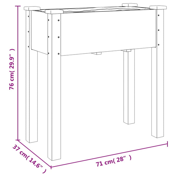 Pflanzkübel mit Einsatz und Rollen 71x37x80 cm Massivholz Tanne