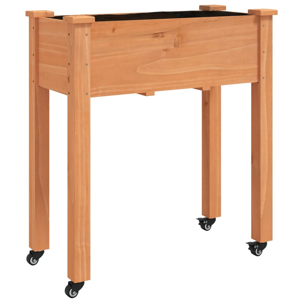 vidaXL Jardinière avec insert et roulettes Marron 71x37x80 cm Bois de sapin