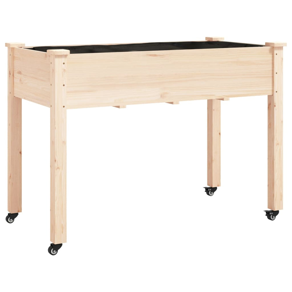 vidaXL Jardinière avec insert et roulettes 118x59x80 cm Bois de sapin massif