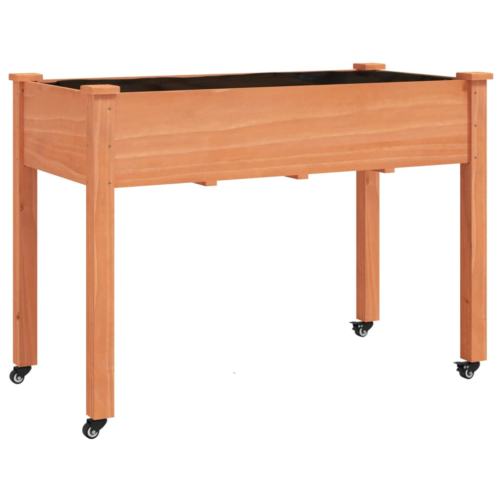 vidaXL Jardinière avec insert et roulettes Marron 118x59x80cm Bois de sapin