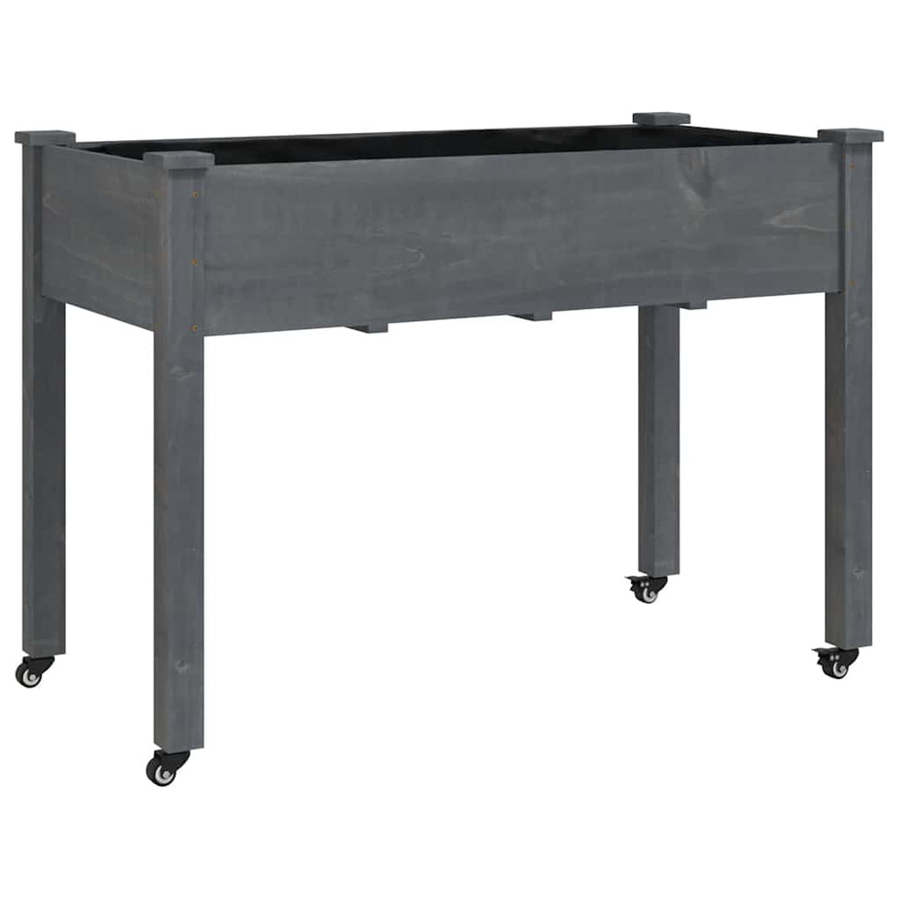 vidaXL Jardinière avec insert et roulettes Gris 118x59x80 cm Bois de sapin
