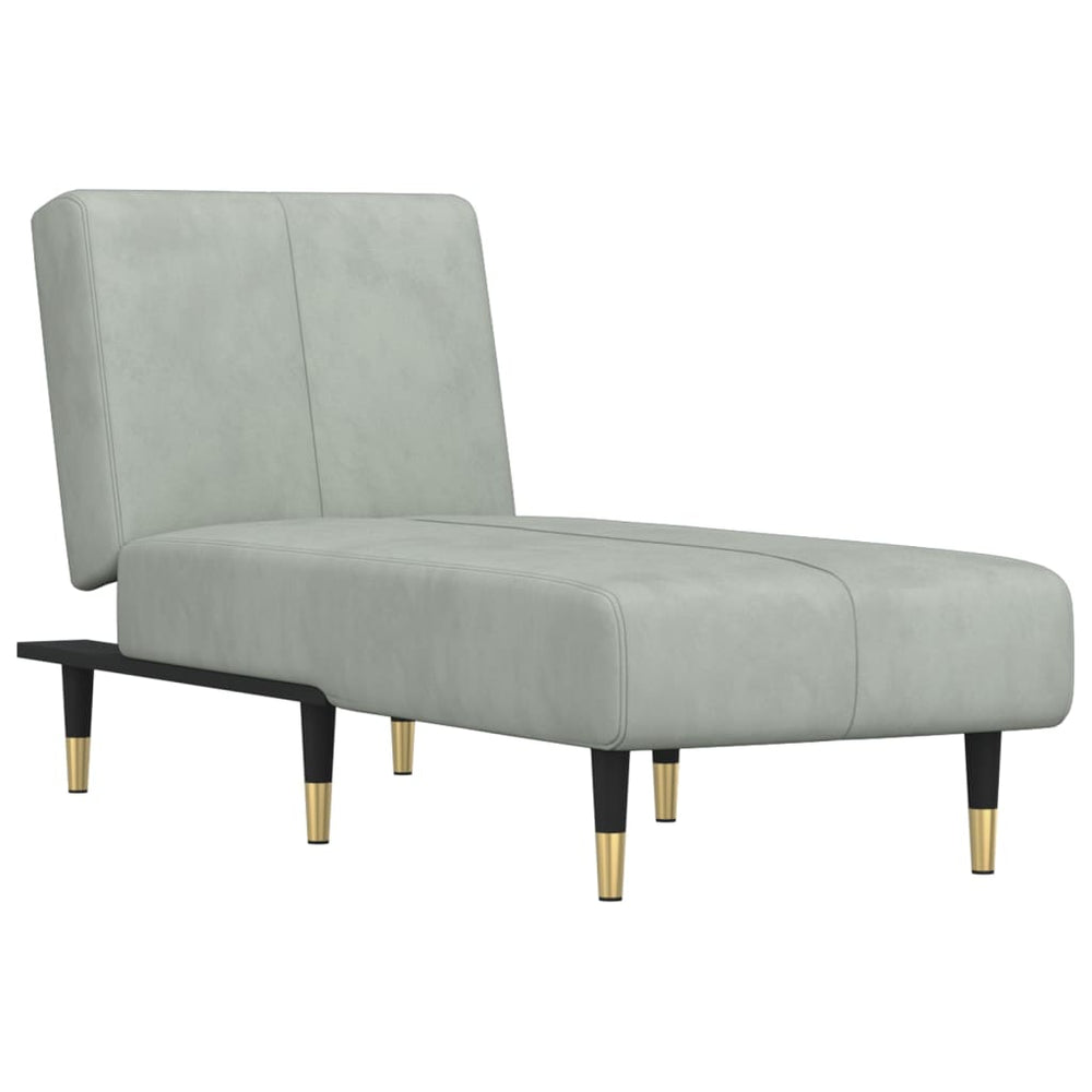 Hellgraue Samt Chaiselongue