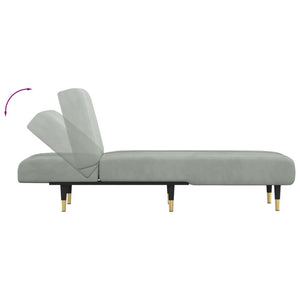 Hellgraue Samt Chaiselongue