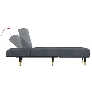 Dunkelgraue Samt Chaiselongue