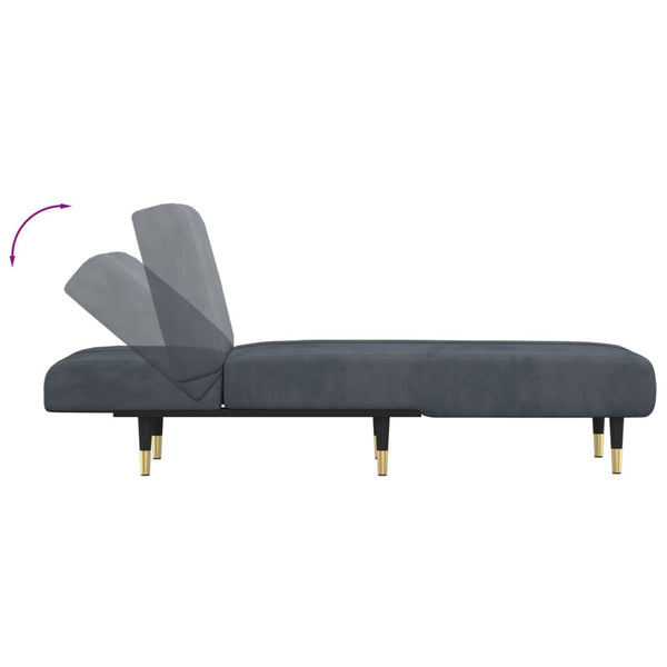 Dunkelgraue Samt Chaiselongue