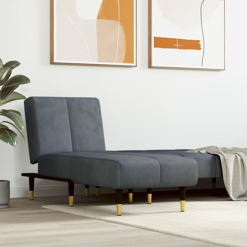 Dunkelgraue Samt Chaiselongue
