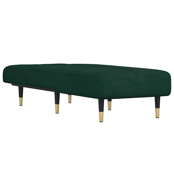 vidaXL Chaise longue velours vert foncé