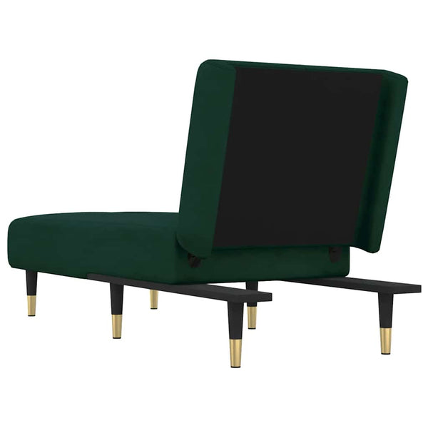 vidaXL Chaise longue velours vert foncé