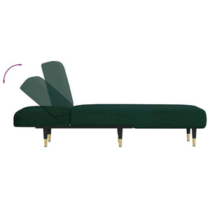 vidaXL Chaise longue velours vert foncé