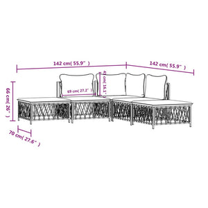 5-tlg. Garten-Lounge-Set mit Kissen Anthrazit Stahl
