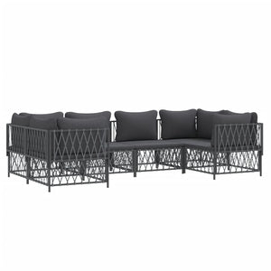 6-tlg. Garten-Lounge-Set mit Kissen Anthrazit Stahl
