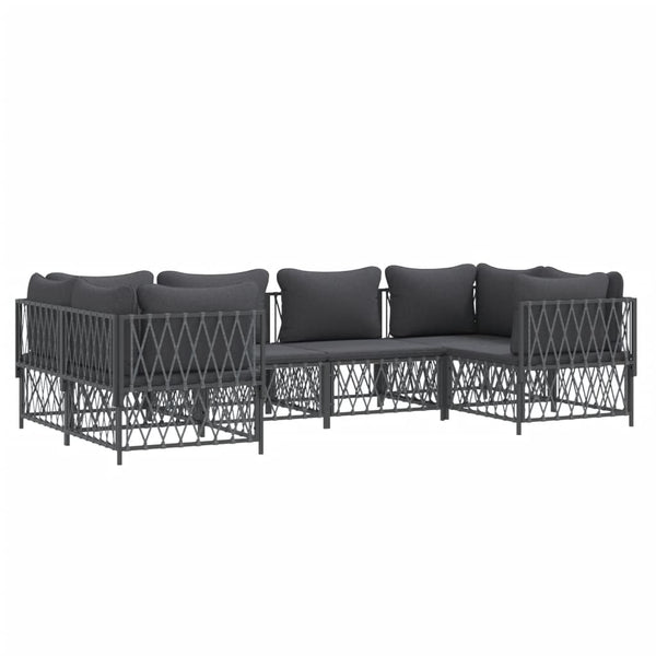 6-tlg. Garten-Lounge-Set mit Kissen Anthrazit Stahl