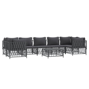 8-tlg. Garten-Lounge-Set mit Kissen Anthrazit Stahl