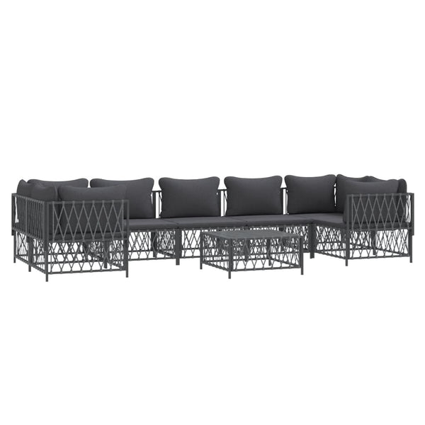 8-tlg. Garten-Lounge-Set mit Kissen Anthrazit Stahl