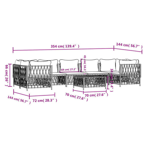 8-tlg. Garten-Lounge-Set mit Kissen Anthrazit Stahl