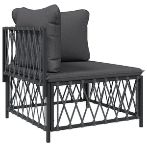 vidaXL Salon de jardin 9 pcs avec coussins Acier anthracite