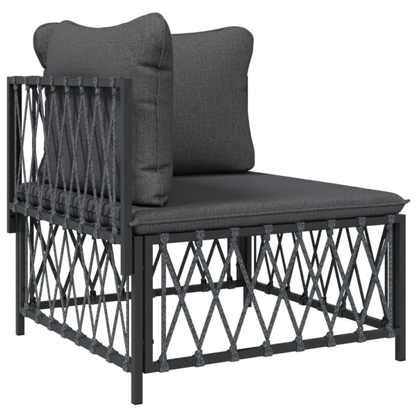 vidaXL Salon de jardin 9 pcs avec coussins Acier anthracite