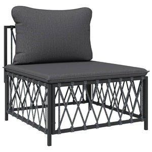 vidaXL Salon de jardin 9 pcs avec coussins Acier anthracite