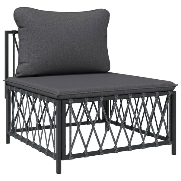 vidaXL Salon de jardin 9 pcs avec coussins Acier anthracite