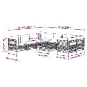 vidaXL Salon de jardin 9 pcs avec coussins Acier anthracite