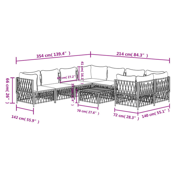 vidaXL Salon de jardin 9 pcs avec coussins Acier anthracite