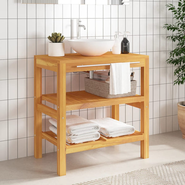 Waschtischunterschrank aus Massivholz mit 2 Ablagen