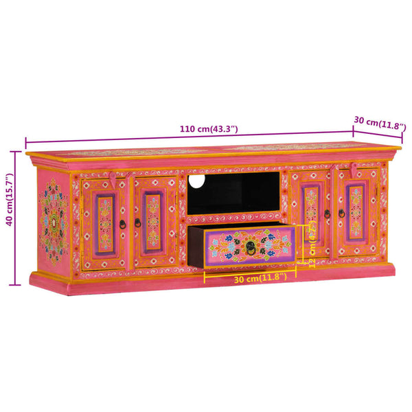 Rosa TV-Schrank Mango Massivholz 110 cm