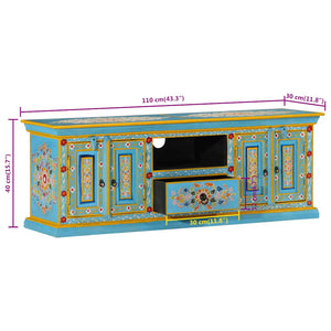 Blauer TV-Schrank Mango Massivholz 110cm