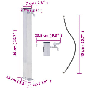 vidaXL Colonne d'eau de jardin 40 cm acier inoxydable Carré