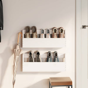 Wand Schuhregale Kiefer Massivholz Weiß